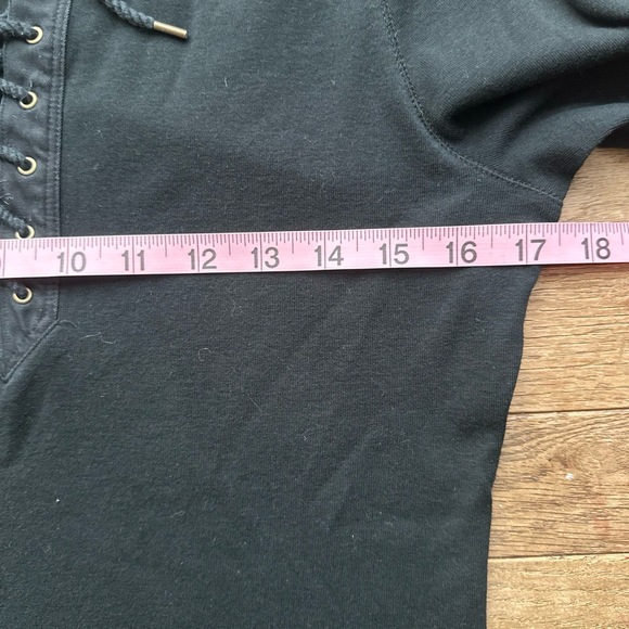 LAUREN RALPH LAUREN Lace Up Long Sleeve Top Womens Size M Black Casual - Picture 4 of 6